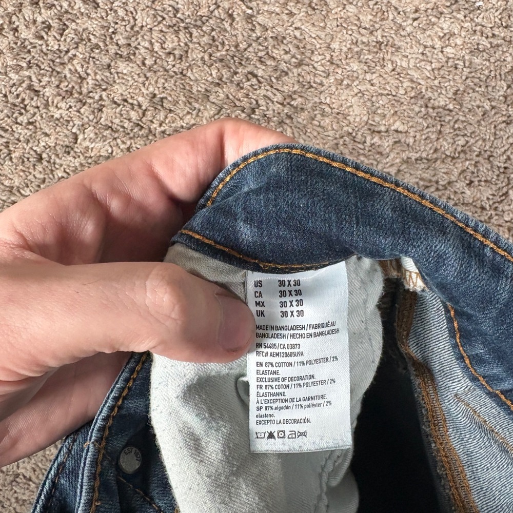 American Eagle Outfitters Slim Fit Dark Wash Denim Jeans Mens 30x30 Blue - Picture 6 of 9
